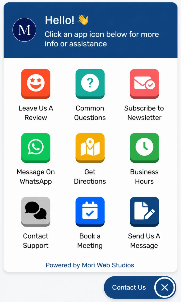 Mori Instant Connectâ„¢ 1 Contact help widget interface design