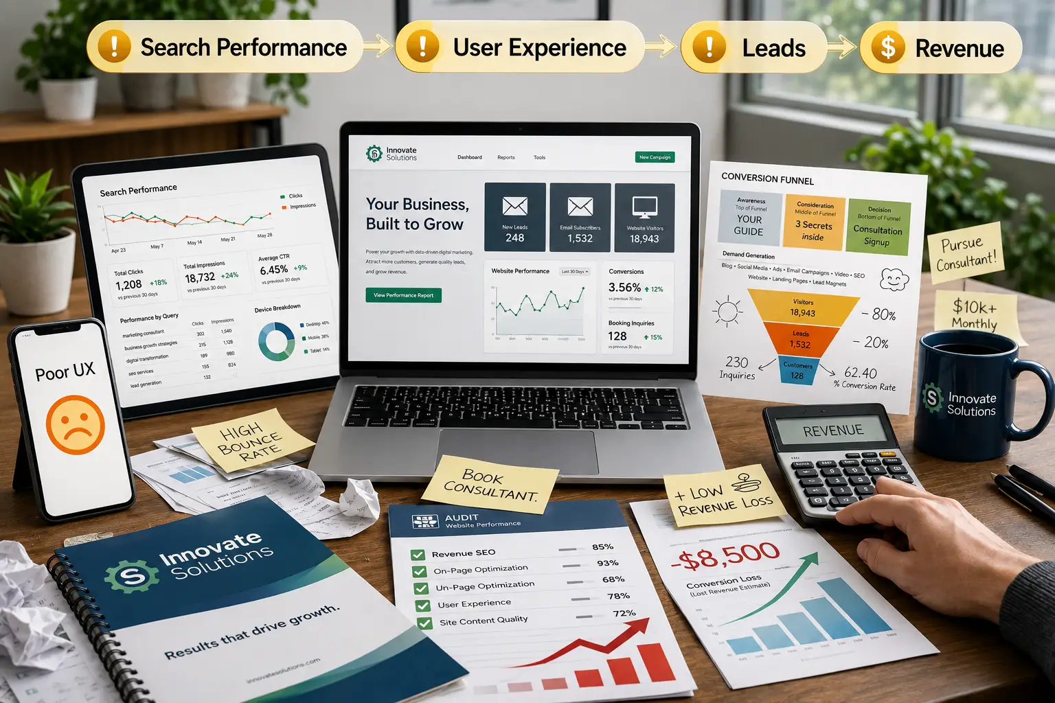 Professional office with digital marketing dashboard Professional office with digital marketing dashboard